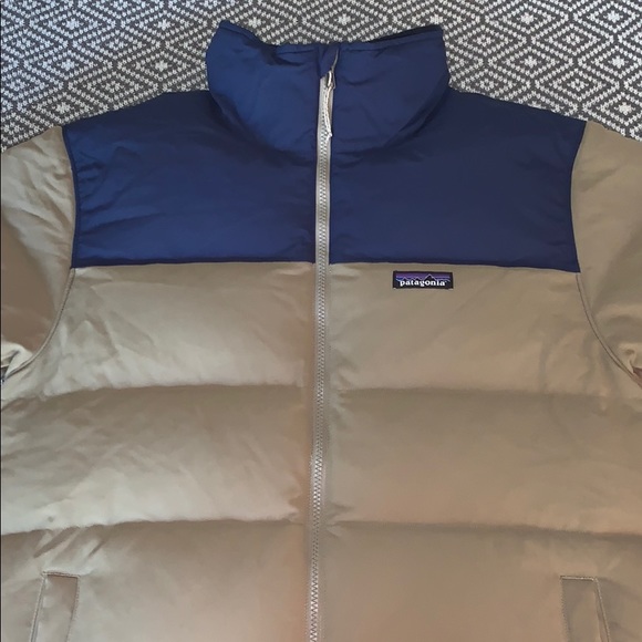 Patagonia Men/'s Bivy Down Jacket Ash Tan Navy 600 Fill